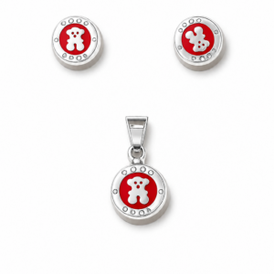 🧸 Juego de Aretes y Dije Tipo Tous en Plata .925