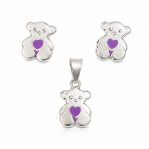 Set de Aretes y Dije en Plata .925 – tipo tous Corazón