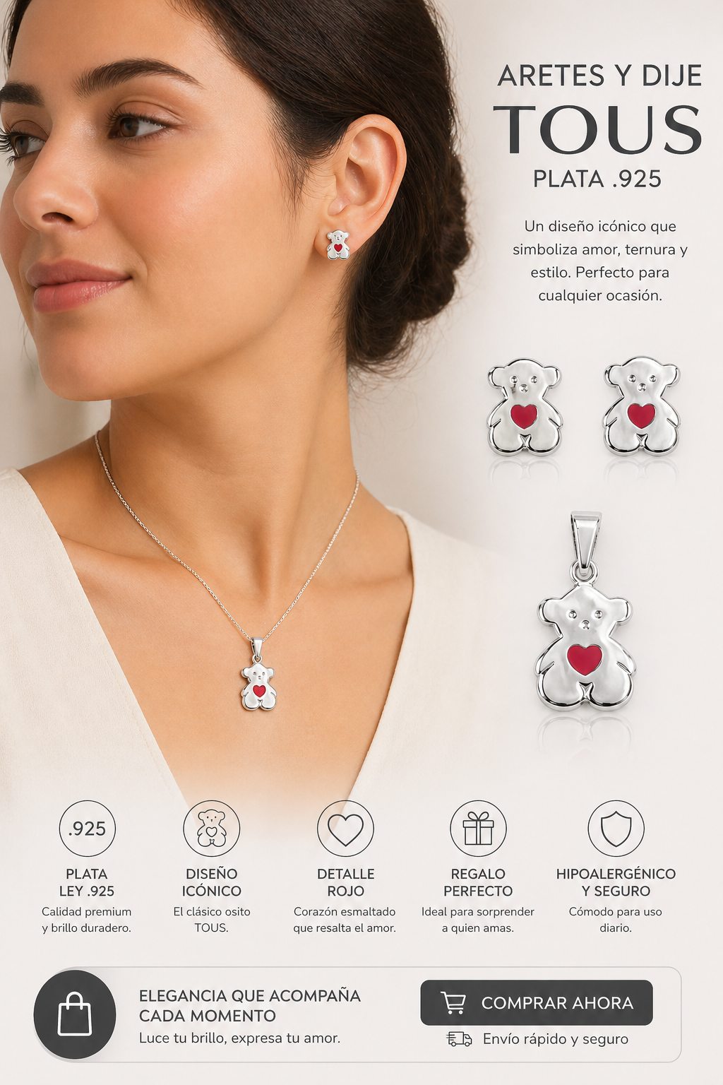 juego de arete dije tous 300 2 PLT00010