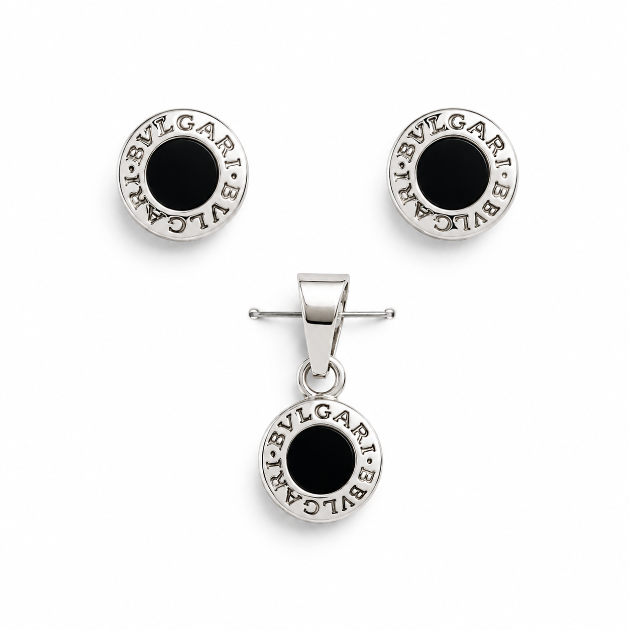 Juego de Aretes y Dije Tipo bulgary 300 2 PLT000
