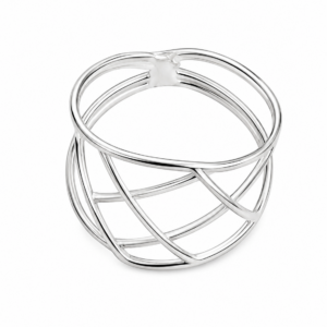 Anillo Plata 925 Diseño Reja Minimalista